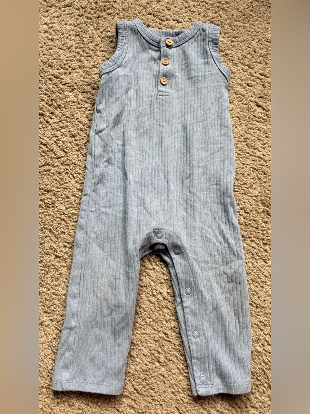 Carter's Ribbed Sleeveless One-Piece Romper in Light Blue